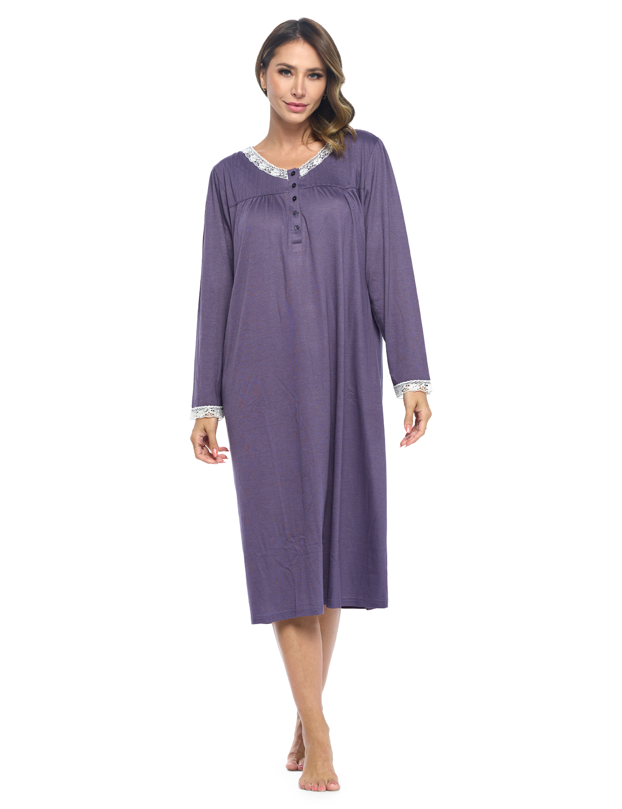 Long sleeve henley shops nightgown