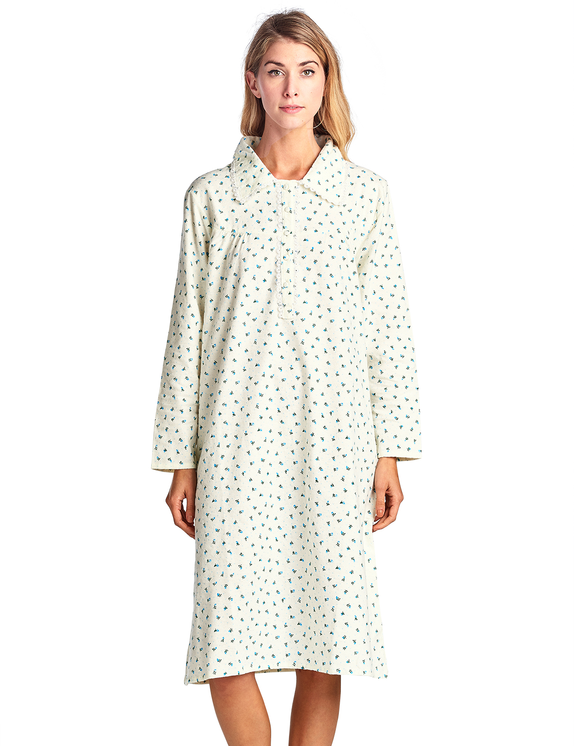 Casual Nights Women's Flannel Floral Long Sleeve Nightgown - Yellow